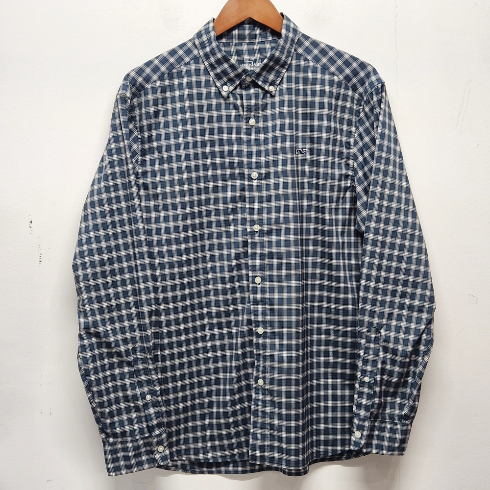 Vineyard Vines Performance Classic Fit Button Down Shirt Large Checkered Plaid